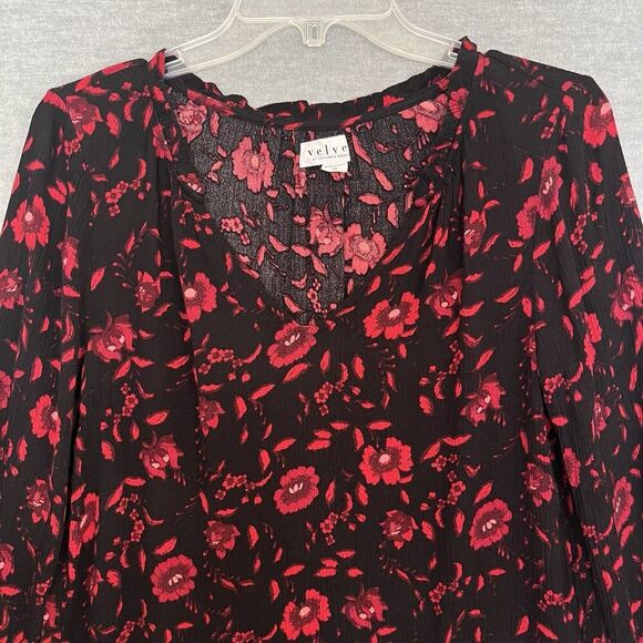 Velvet Graham Spencer Floral Top Womens XS Red Whimsigoth Witchy Romantic Blouse - Picture 3 of 12